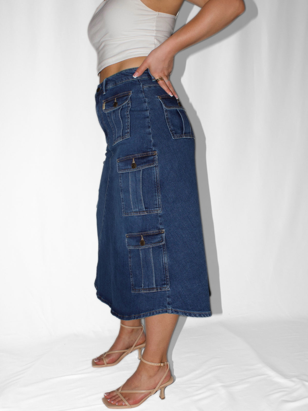 【I AM MARI】25SS★ Bebel H-Line Basic Skirt Long Solid Maxi Skirt for Ladies Button Front A Line Skirt Summer